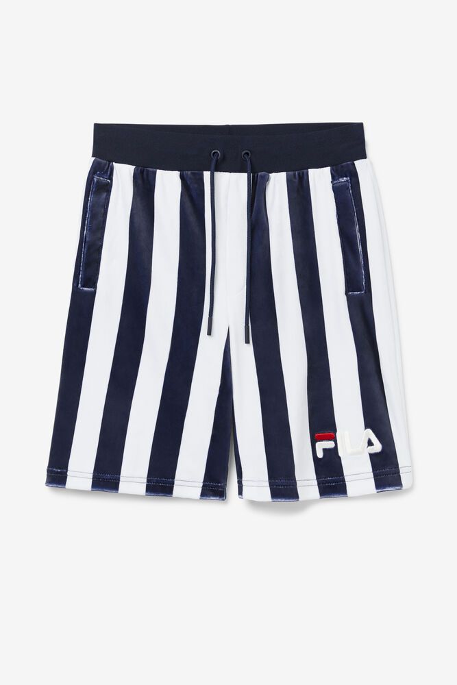 Fila Shorts Grid Velour Mens Navy/White - India AIW-049872